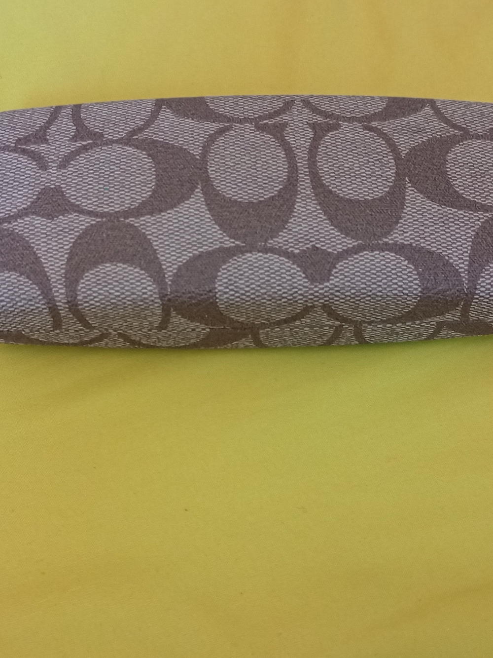 Coach Signature tan brown clamshell eyeglass case